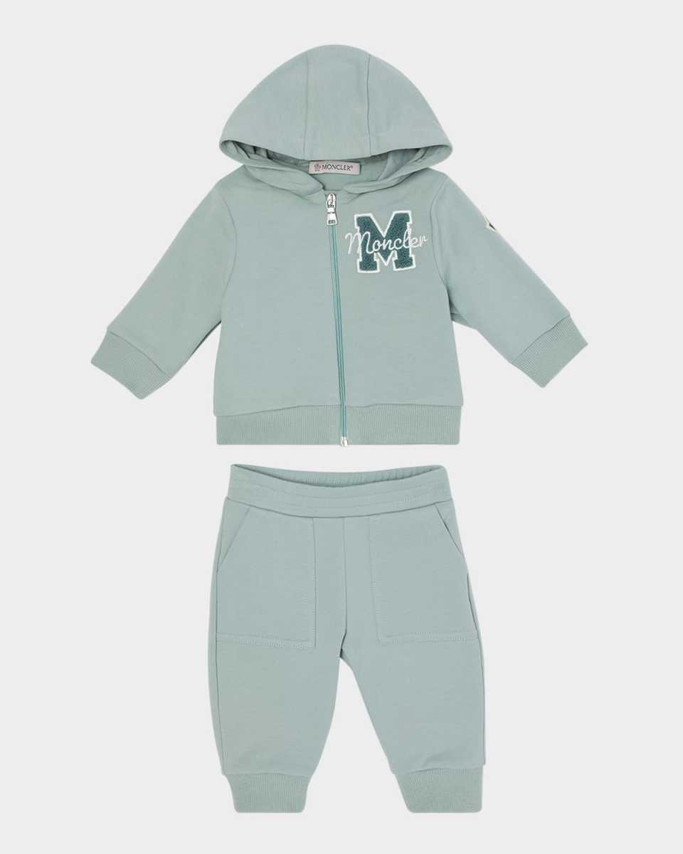 Boy's M Logo Embroidered Zip-Front Hoodie & Joggers, Size 3M-